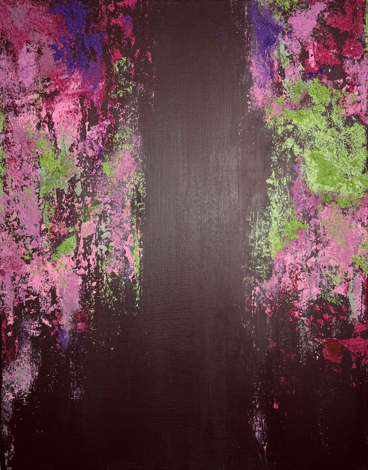vivi & vela artwork 'vesuvius': abstract painting inspired by volcanic energy, featuring fiery reds, glowing golds, and dark earthy undertones.